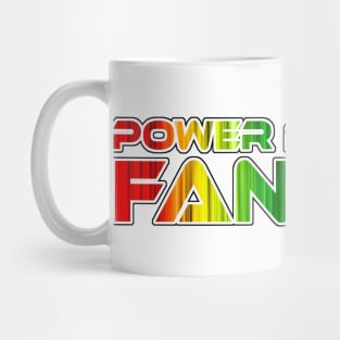 POWER RANGERS "FANATIC" Rainbow Text / White Outline Mug